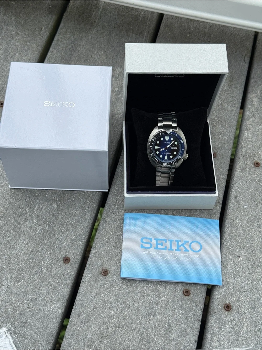 Seiko Men's Blue Dial Automatic Diver Watch - Stainless Steel